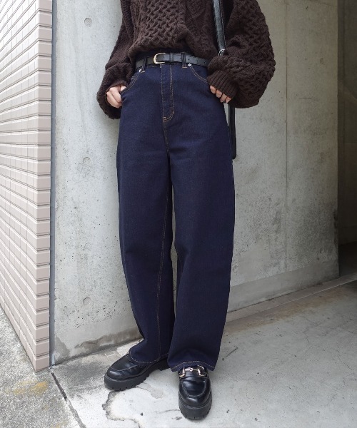 CORNERS（コーナーズ）の「ハイウエストワイドカーブデニム（デニムパンツ・レディース・ネイビー・マルチサイズ）」の15枚目の写真