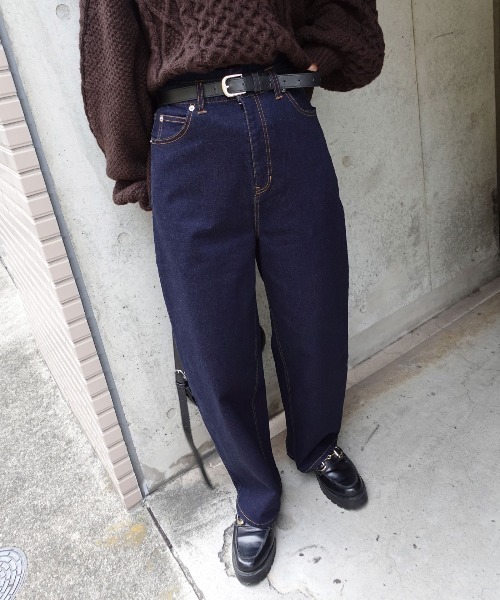 CORNERS（コーナーズ）の「ハイウエストワイドカーブデニム（デニムパンツ・レディース・ネイビー・マルチサイズ）」の17枚目の写真