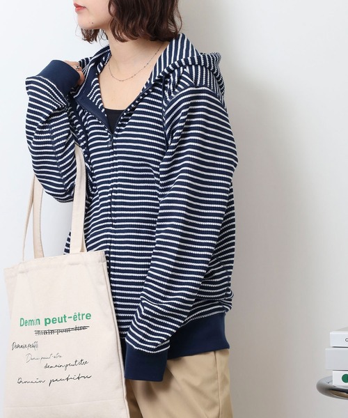 JEMORGAN（ジェーイーモーガン）の「JEMORGAN ワッフルボーダーフルジップパーカ（パーカー・メンズ・ネイビー/ナチュラル/杢グレー・M/XL/L）」の10枚目の写真