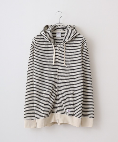 JEMORGAN（ジェーイーモーガン）の「JEMORGAN ワッフルボーダーフルジップパーカ（パーカー・メンズ・ネイビー/ナチュラル/杢グレー・M/XL/L）」の6枚目の写真