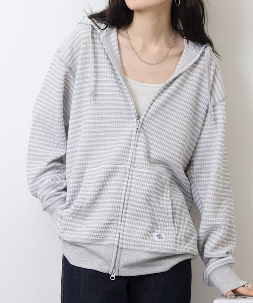 JEMORGAN（ジェーイーモーガン）の「JEMORGAN ワッフルボーダーフルジップパーカ（パーカー・メンズ・ネイビー/ナチュラル/杢グレー・M/XL/L）」の11枚目の写真