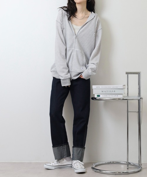 JEMORGAN（ジェーイーモーガン）の「JEMORGAN ワッフルボーダーフルジップパーカ（パーカー・メンズ・ネイビー/ナチュラル/杢グレー・M/XL/L）」の21枚目の写真