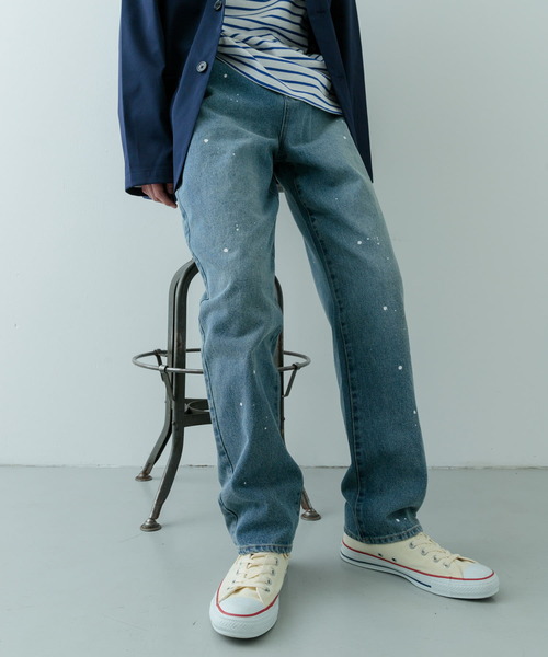 ITEMS URBANRESEARCH（アイテムズ アーバンリサーチ）の「11oz PAINT STRAIGHT DENIM（デニムパンツ・メンズ・ブルー/ブラック・MEDIUM/LARGE）」の2枚目の写真