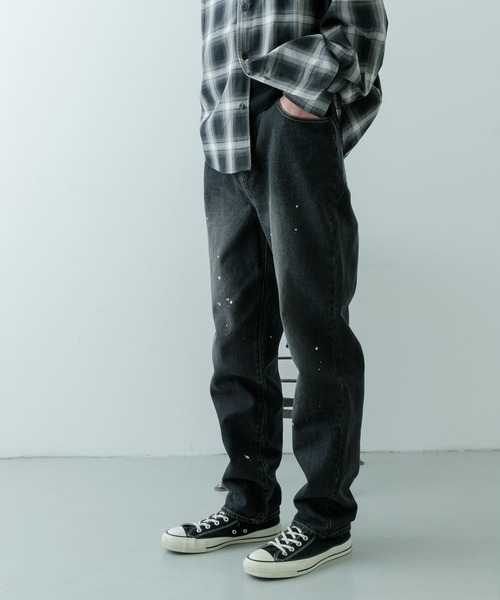 ITEMS URBANRESEARCH（アイテムズ アーバンリサーチ）の「11oz PAINT STRAIGHT DENIM（デニムパンツ・メンズ・ブルー/ブラック・MEDIUM/LARGE）」の6枚目の写真