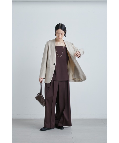 MIESROHE（ミースロエ）の「ボクシーノーカラーＪＫ（ノーカラージャケット・レディース・ブラック/ライトベージュ/グレー・0/1）」の9枚目の写真