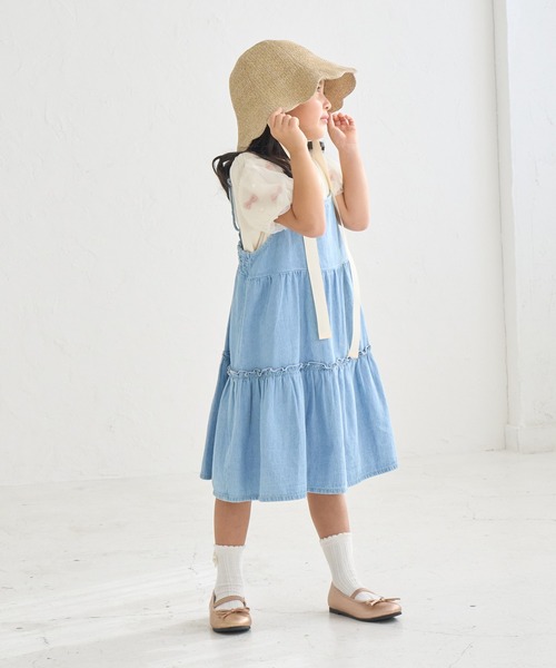 ROPE' PICNIC（ロペピクニック）の「【KIDS】リボンスリーブトップス（Tシャツ/カットソー・キッズ・ブラック/オフホワイト/サックスブルー・S/M/L）」の12枚目の写真