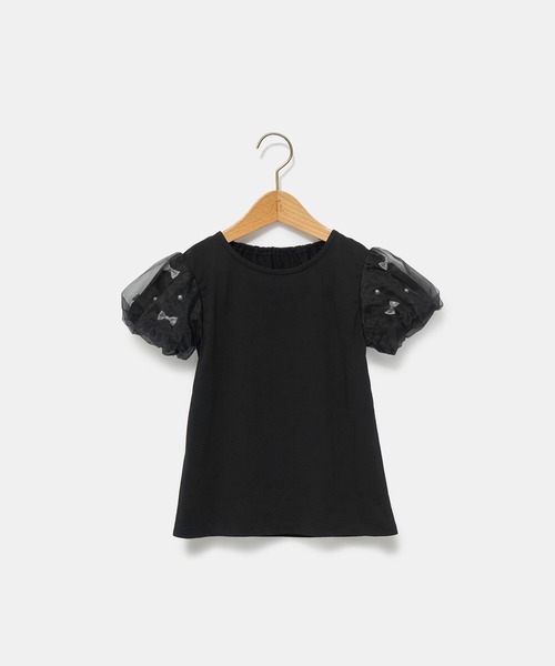 ROPE' PICNIC（ロペピクニック）の「【KIDS】リボンスリーブトップス（Tシャツ/カットソー・キッズ・ブラック/オフホワイト/サックスブルー・S/M/L）」の19枚目の写真