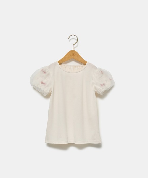 ROPE' PICNIC（ロペピクニック）の「【KIDS】リボンスリーブトップス（Tシャツ/カットソー・キッズ・ブラック/オフホワイト/サックスブルー・S/M/L）」の16枚目の写真