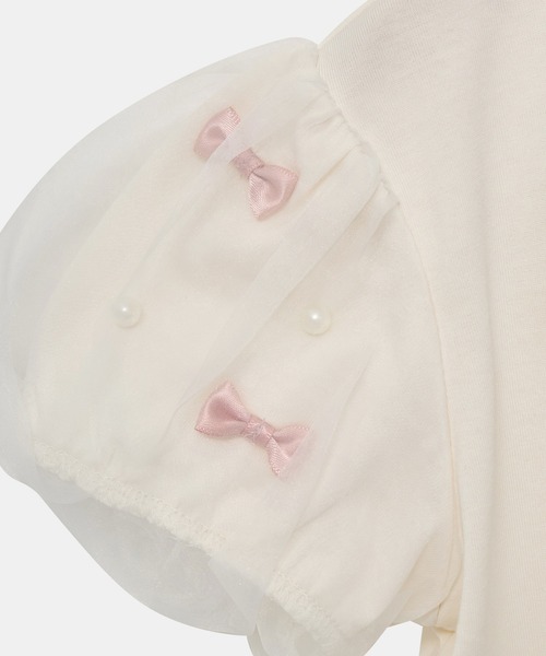 ROPE' PICNIC（ロペピクニック）の「【KIDS】リボンスリーブトップス（Tシャツ/カットソー・キッズ・ブラック/オフホワイト/サックスブルー・S/M/L）」の15枚目の写真