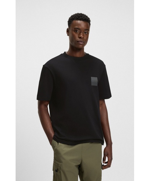 HUGO ストレッチ コットン リラックス 半袖 ロゴ Tシャツ