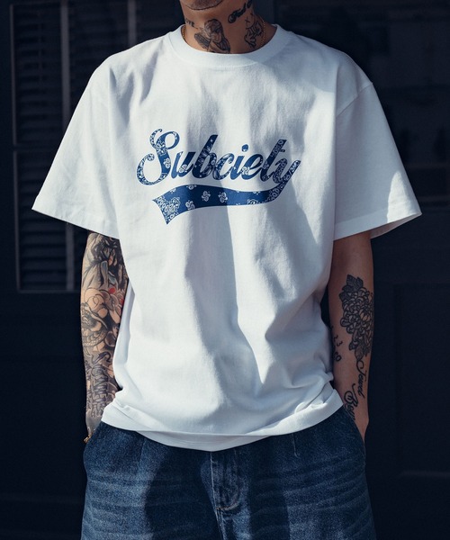 Subciety（サブサエティ）の「Bandana glorious tee（Tシャツ/カットソー・メンズ・ネイビー/ホワイト/ブラック/ホワイト×ブルー・SMALL/MEDIUM/LARGE/X-LARGE/XX-LARGE）」の3枚目の写真