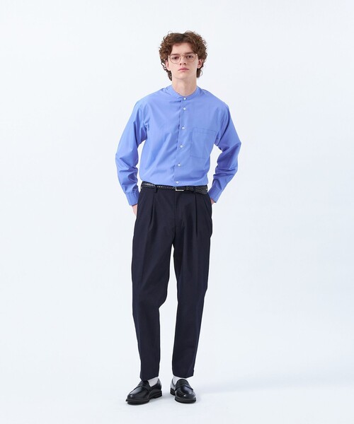 MACKINTOSH PHILOSOPHY（ﾏｯｷﾝﾄｯｼｭ ﾌｨﾛｿﾌｨｰ）の「トロッター オーバーサイズバンドカラーシャツ  チェック/無地（シャツ/ブラウス・メンズ・チャコールグレー/ブルー・40/38）」の9枚目の写真