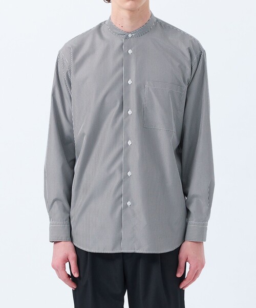 MACKINTOSH PHILOSOPHY（ﾏｯｷﾝﾄｯｼｭ ﾌｨﾛｿﾌｨｰ）の「トロッター オーバーサイズバンドカラーシャツ  チェック/無地（シャツ/ブラウス・メンズ・チャコールグレー/ブルー・40/38）」の10枚目の写真