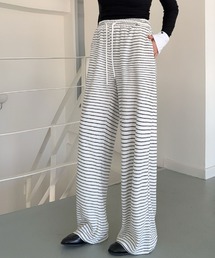 ボーダーイージーワイドパンツ