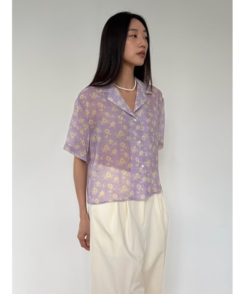 Didot.showroom（ディドット ショールーム）の「【DIDOT.】オープンカラーシフォンフラワーブラウス（シャツ/ブラウス・レディース・パープル/チャコール/グレー・FREE）」の17枚目の写真