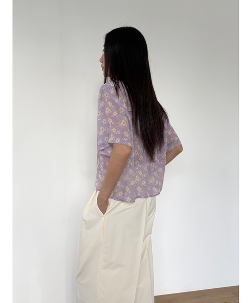 Didot.showroom（ディドット ショールーム）の「【DIDOT.】オープンカラーシフォンフラワーブラウス（シャツ/ブラウス・レディース・パープル/チャコール/グレー・FREE）」の20枚目の写真