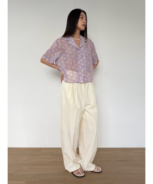 Didot.showroom（ディドット ショールーム）の「【DIDOT.】オープンカラーシフォンフラワーブラウス（シャツ/ブラウス・レディース・パープル/チャコール/グレー・FREE）」の18枚目の写真