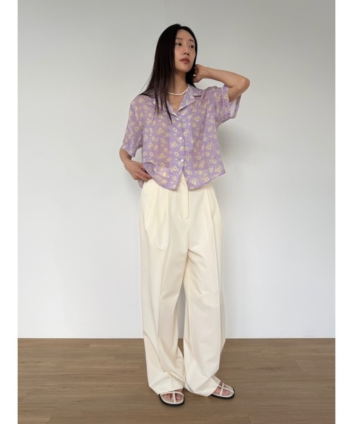 Didot.showroom（ディドット ショールーム）の「【DIDOT.】オープンカラーシフォンフラワーブラウス（シャツ/ブラウス・レディース・パープル/チャコール/グレー・FREE）」の16枚目の写真