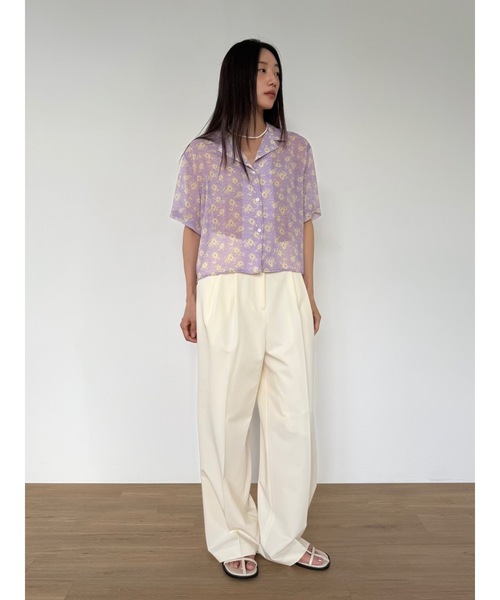 Didot.showroom（ディドット ショールーム）の「【DIDOT.】オープンカラーシフォンフラワーブラウス（シャツ/ブラウス・レディース・パープル/チャコール/グレー・FREE）」の19枚目の写真