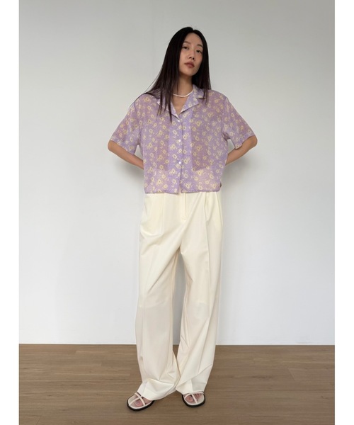 Didot.showroom（ディドット ショールーム）の「【DIDOT.】オープンカラーシフォンフラワーブラウス（シャツ/ブラウス・レディース・パープル/チャコール/グレー・FREE）」の15枚目の写真