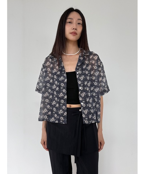 Didot.showroom（ディドット ショールーム）の「【DIDOT.】オープンカラーシフォンフラワーブラウス（シャツ/ブラウス・レディース・パープル/チャコール/グレー・FREE）」の10枚目の写真