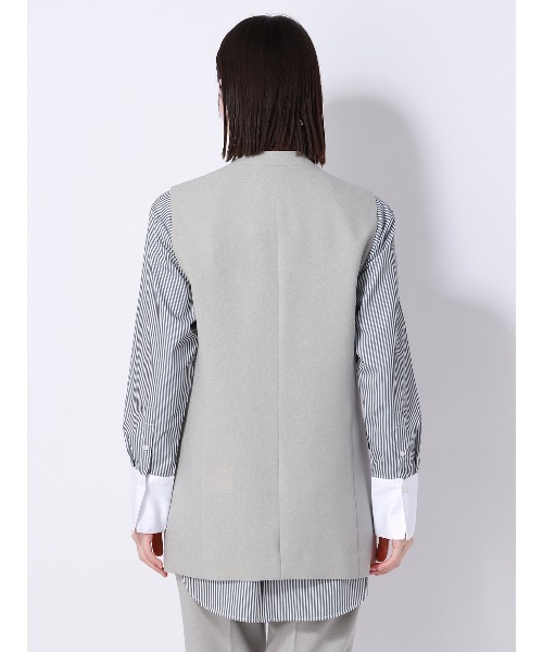 SUIT SQUARE（スーツスクエア）の「ダブルブレストジレ Vカラー ウォッシャブル 2WAYストレッチ ドライトロピカル 無地（スーツベスト・レディース・ブラック系/グレー系・38(9号)）」の12枚目の写真