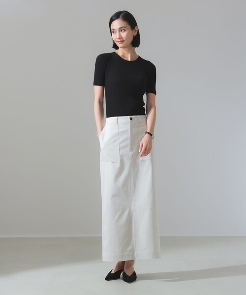 Demi-Luxe BEAMS（デミルクス ビームス）の「ローウエスト タイト スカート［手洗い可］（スカート・レディース・ナチュラル/ネイビー・36/38）」の9枚目の写真