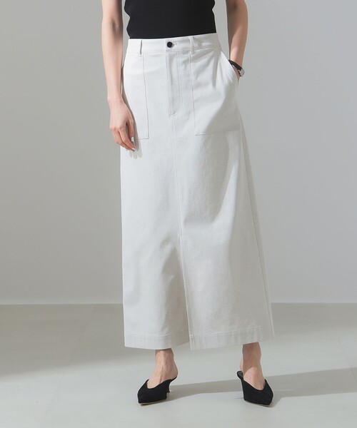 Demi-Luxe BEAMS（デミルクス ビームス）の「ローウエスト タイト スカート［手洗い可］（スカート・レディース・ナチュラル/ネイビー・36/38）」の5枚目の写真