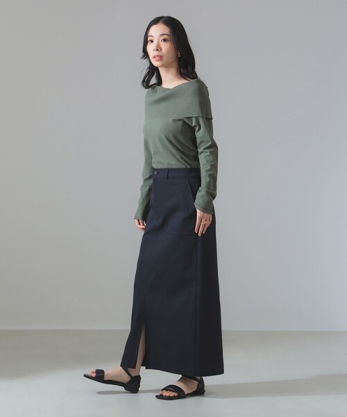 Demi-Luxe BEAMS（デミルクス ビームス）の「ローウエスト タイト スカート［手洗い可］（スカート・レディース・ナチュラル/ネイビー・36/38）」の4枚目の写真