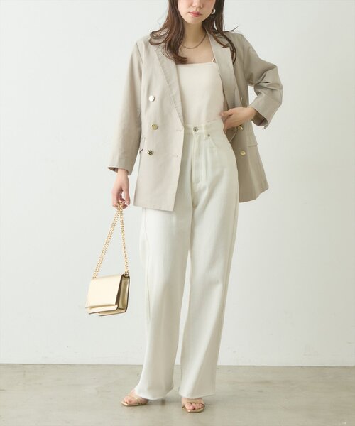 natural couture（ナチュラルクチュール）の「カップ付きベアキャミ（キャミソール・レディース・ベージュ/ブラック/オフホワイト・FREE）」の20枚目の写真