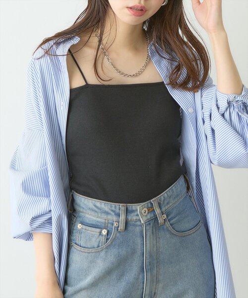natural couture（ナチュラルクチュール）の「カップ付きベアキャミ（キャミソール・レディース・ベージュ/ブラック/オフホワイト・FREE）」の22枚目の写真