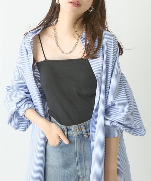natural couture（ナチュラルクチュール）の「カップ付きベアキャミ（キャミソール・レディース・ベージュ/ブラック/オフホワイト・FREE）」の4枚目の写真