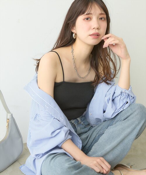 natural couture（ナチュラルクチュール）の「カップ付きベアキャミ（キャミソール・レディース・ベージュ/ブラック/オフホワイト・FREE）」の5枚目の写真