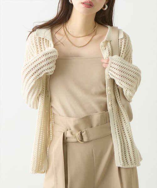 natural couture（ナチュラルクチュール）の「カップ付きベアキャミ（キャミソール・レディース・ベージュ/ブラック/オフホワイト・FREE）」の7枚目の写真