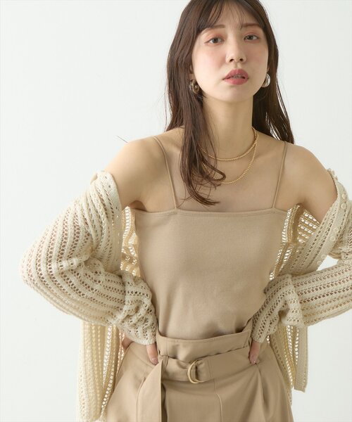 natural couture（ナチュラルクチュール）の「カップ付きベアキャミ（キャミソール・レディース・ベージュ/ブラック/オフホワイト・FREE）」の8枚目の写真