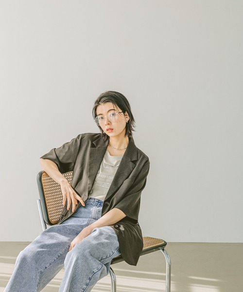 セール】[シャツ感覚で羽織れる]ハーフスリーブジャケット