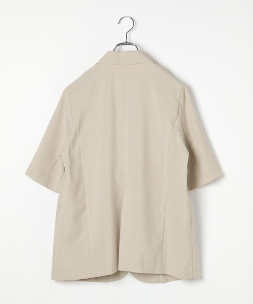 BAYFLOW（ベイフロー）の「[シャツ感覚で羽織れる]ハーフスリーブジャケット（テーラードジャケット・レディース・チャコール/モカ/グレイッシュベージュ・SMALL/MEDIUM）」の17枚目の写真