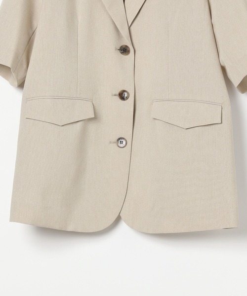 BAYFLOW（ベイフロー）の「[シャツ感覚で羽織れる]ハーフスリーブジャケット（テーラードジャケット・レディース・チャコール/モカ/グレイッシュベージュ・SMALL/MEDIUM）」の20枚目の写真