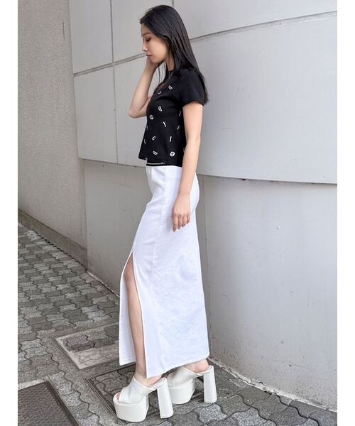 GYDA（ジェイダ）の「GD JQ DEEPスリットLONGスカートライクショートパンツ（スカート・レディース・ブラック/グレー/オフホワイト・FREE）」の6枚目の写真