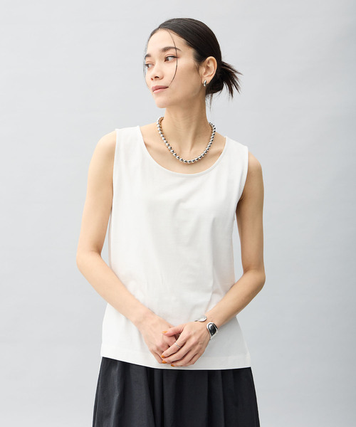 ONE'S TRUE(ワンズトゥルー)の「【2025年春夏】タンクトップ(Tシャツ/カットソー・レディース・ブラック/オフホワイト/ブルー・M/L)」の6枚目の写真