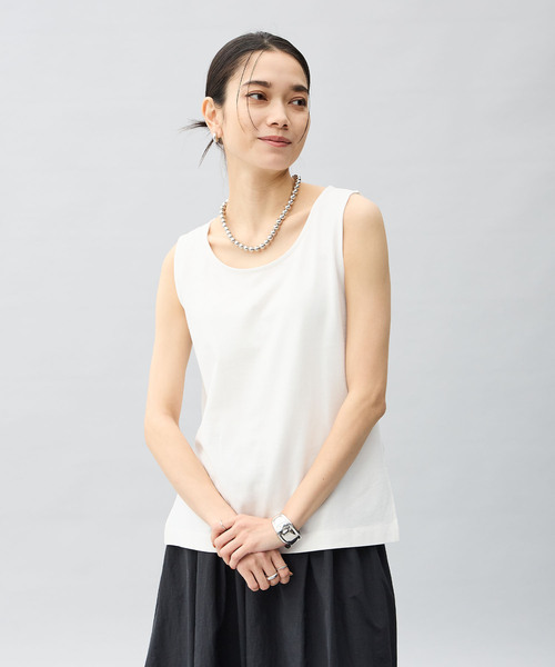 ONE'S TRUE(ワンズトゥルー)の「【2025年春夏】タンクトップ(Tシャツ/カットソー・レディース・ブラック/オフホワイト/ブルー・M/L)」の7枚目の写真