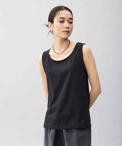 ONE'S TRUE(ワンズトゥルー)の「【2025年春夏】タンクトップ(Tシャツ/カットソー・レディース・ブラック/オフホワイト/ブルー・M/L)」の1枚目の写真