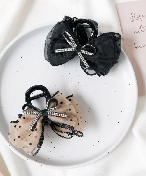 楽天市場】ヘアクリップ リボン（柄ドット・水玉）（キッズ・ベビー