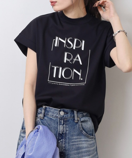 BRODIAEA(ブローディア)の「BRODIAEA INSPIRATION ロゴプリント 半袖Tシャツ カットソー 日本製(Tシャツ/カットソー・レディース・ピンク/ベージュ/グレー/オフホワイト/ネイビー・40)」の4枚目の写真