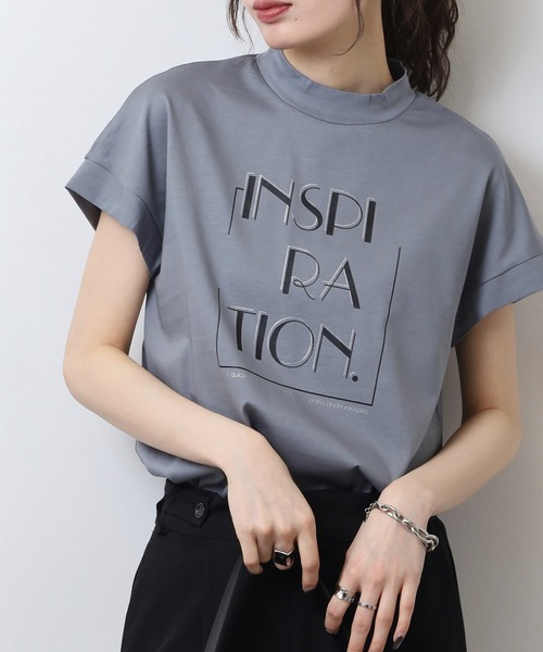 BRODIAEA(ブローディア)の「BRODIAEA INSPIRATION ロゴプリント 半袖Tシャツ カットソー 日本製(Tシャツ/カットソー・レディース・ピンク/ベージュ/グレー/オフホワイト/ネイビー・40)」の18枚目の写真