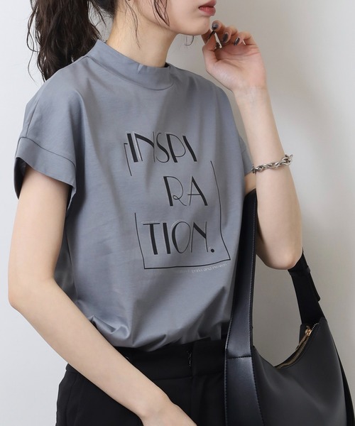 BRODIAEA(ブローディア)の「BRODIAEA INSPIRATION ロゴプリント 半袖Tシャツ カットソー 日本製(Tシャツ/カットソー・レディース・ピンク/ベージュ/グレー/オフホワイト/ネイビー・40)」の19枚目の写真