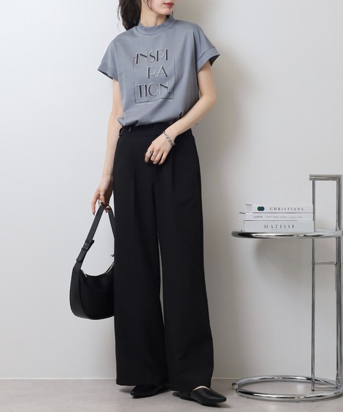BRODIAEA(ブローディア)の「BRODIAEA INSPIRATION ロゴプリント 半袖Tシャツ カットソー 日本製(Tシャツ/カットソー・レディース・ピンク/ベージュ/グレー/オフホワイト/ネイビー・40)」の21枚目の写真