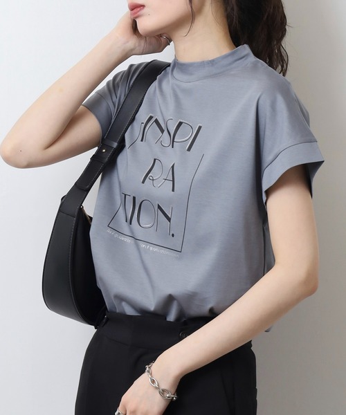 BRODIAEA(ブローディア)の「BRODIAEA INSPIRATION ロゴプリント 半袖Tシャツ カットソー 日本製(Tシャツ/カットソー・レディース・ピンク/ベージュ/グレー/オフホワイト/ネイビー・40)」の20枚目の写真
