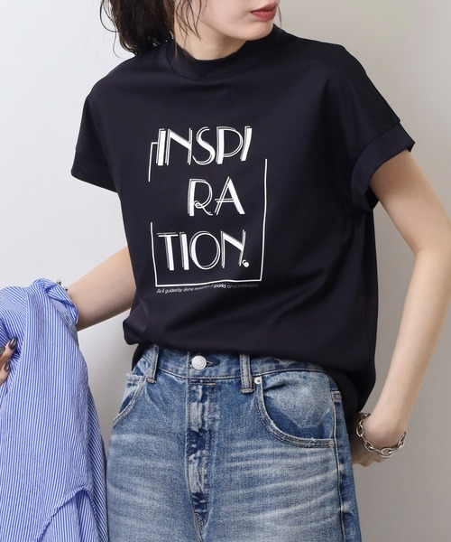 BRODIAEA(ブローディア)の「BRODIAEA INSPIRATION ロゴプリント 半袖Tシャツ カットソー 日本製(Tシャツ/カットソー・レディース・ピンク/ベージュ/グレー/オフホワイト/ネイビー・40)」の14枚目の写真
