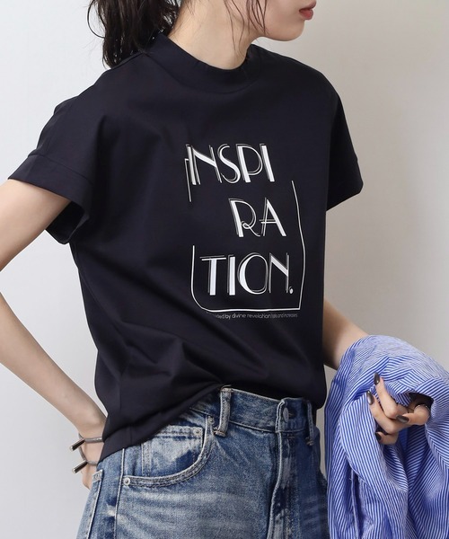 BRODIAEA(ブローディア)の「BRODIAEA INSPIRATION ロゴプリント 半袖Tシャツ カットソー 日本製(Tシャツ/カットソー・レディース・ピンク/ベージュ/グレー/オフホワイト/ネイビー・40)」の16枚目の写真